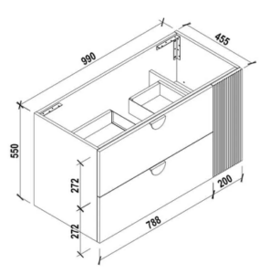 Alice Wall Mounted Vanity Product Drawing