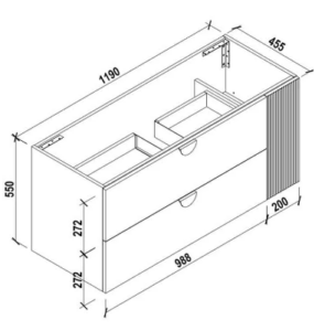 Alice Wall Mounted Vanity Product Drawing