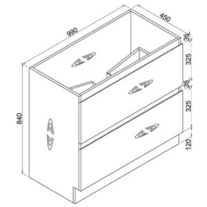 Lola Floor Standing Vanity  Product Drawing