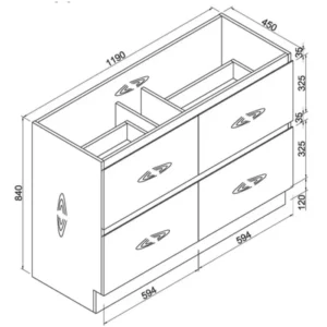 Lola Floor Standing Vanity Product Drawing
