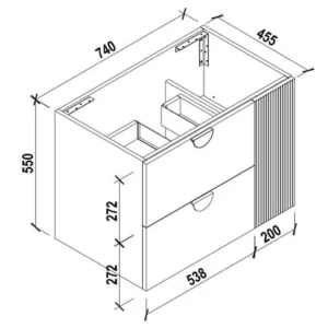 Alice Wall Mounted Vanity Product Drawing