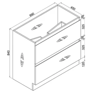 Rozz Floor Standing Vanity Product Drawing