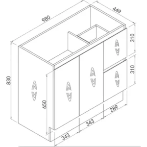 Verra Floor Standing Vanity Product Drawing