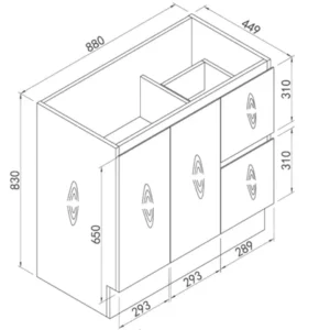 Verra Floor Standing Vanity Product Drawing