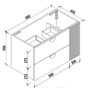 Alice Wall Mounted Vanity Product Drawing