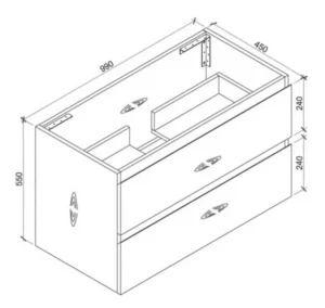 Rozz Wall Mounted Vanity Product Drawing