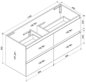 Rozz Wall Mounted Vanity Product Drawing