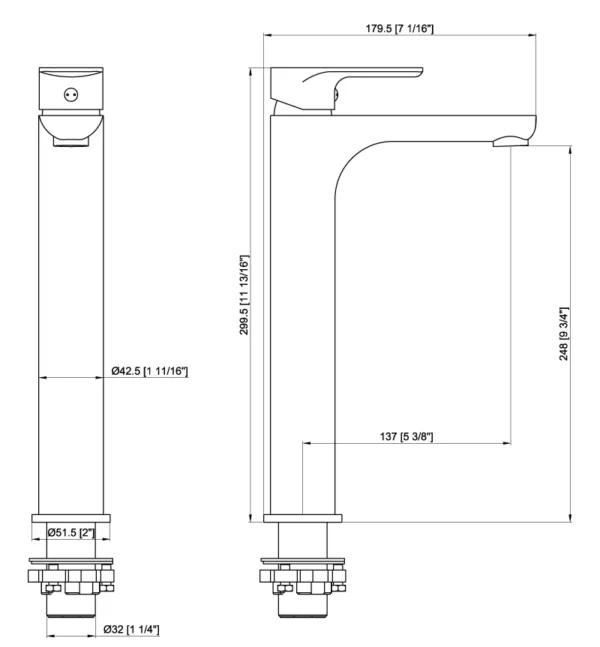 Brizo Tower Sink Mixer Drawing