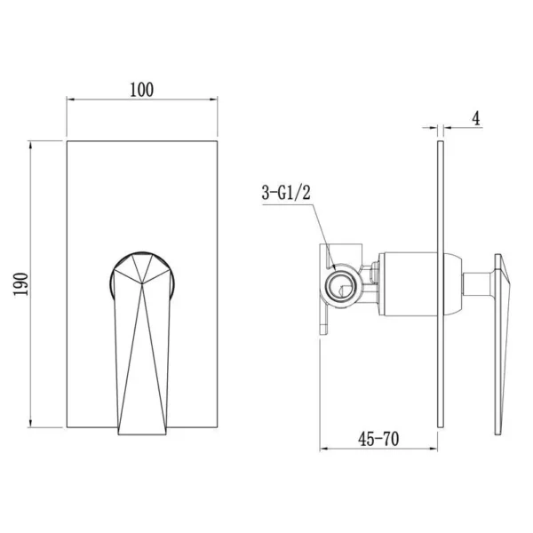 Verona Wall Mixer Product Drawing 1